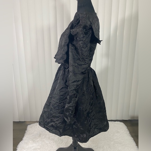 SISTER JANE Grange Jacquard Mini Dress Long Sleeve Rhinestone Buttons Black - Picture 7 of 14